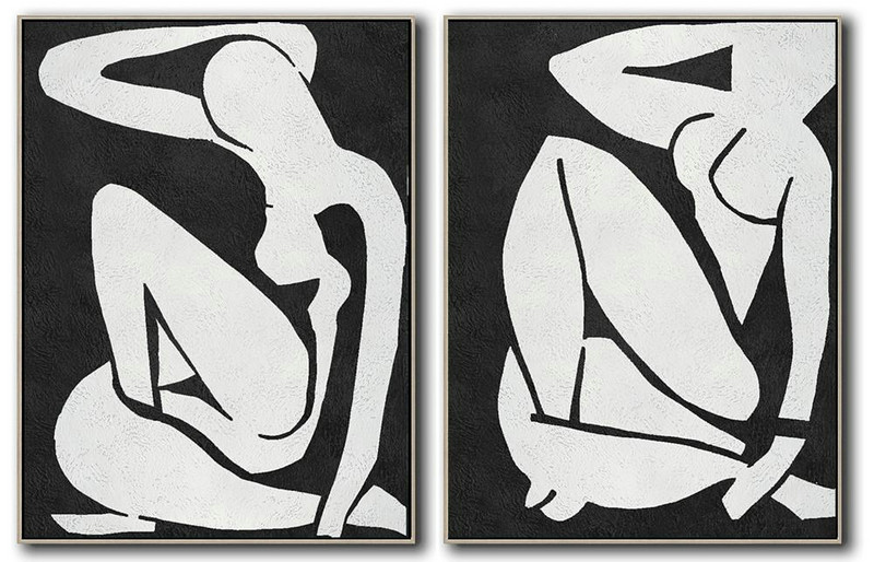 Huge Abstract Painting On Canvas,Set Of 2 Minimal Painting On Canvas - Oversized Art
